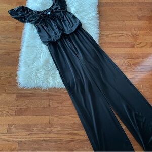 Vintage Sue Brett Black Jumpsuit Pantsuit 70’s Cocktail Evening Flutter Sz Large